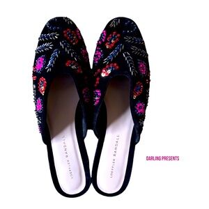 LOEFFLER RANDALL QUIN EMBELLISHED VELVET MULES WOMEN COLOR MULTI SIZE 7